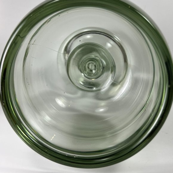 Hand Blown Footed Stemmed Glass Goblet Vase Green Hue Tint Heavy Unbranded 8" - Picture 10 of 16